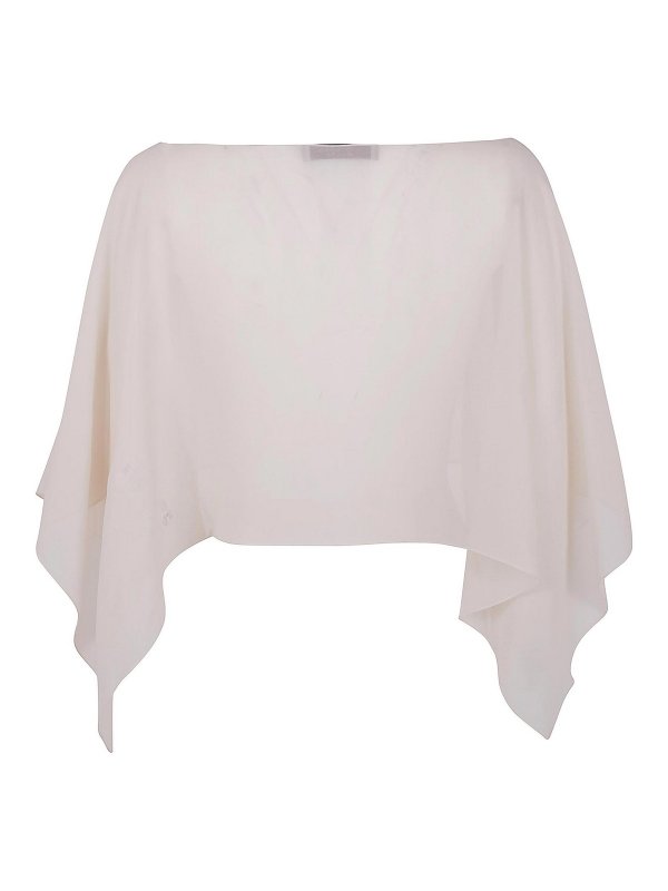 D.EXTERIOR: knee length coats online - Silk Georgette Cape