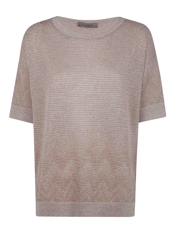 D.EXTERIOR: Strickpullover mit Rundhalsausschnitt - Rundhalspullover - Weiß