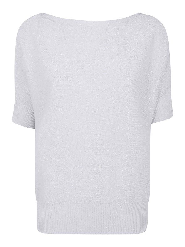 D.EXTERIOR: Strickpullover mit Rundhalsausschnitt - Rundhalspullover - Silber