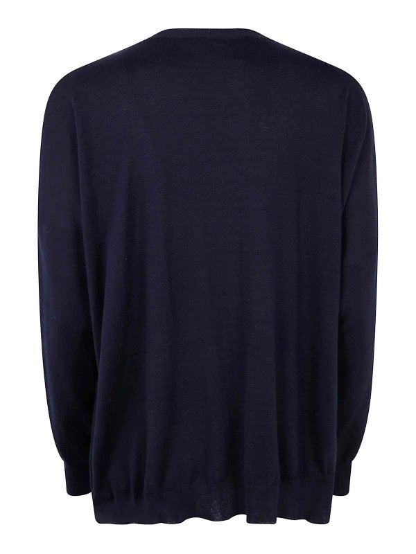 GENTRYPORTOFINO: Strickpullover mit V-Ausschnitt online - V-Pullover - Blau