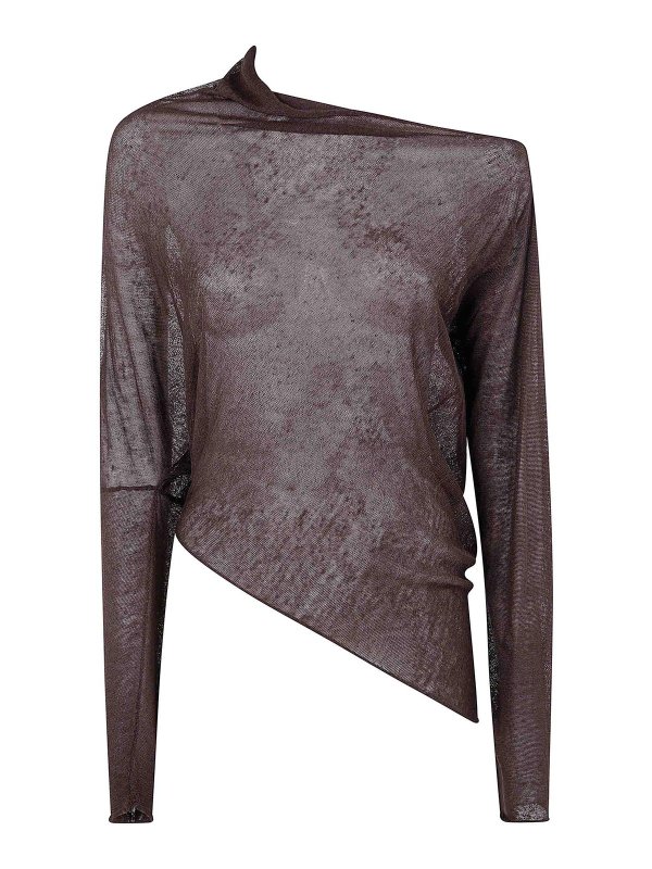 P.A.R.O.S.H.: Suéteres con cuello pico - Suéter Cuello Redondo - Marrón