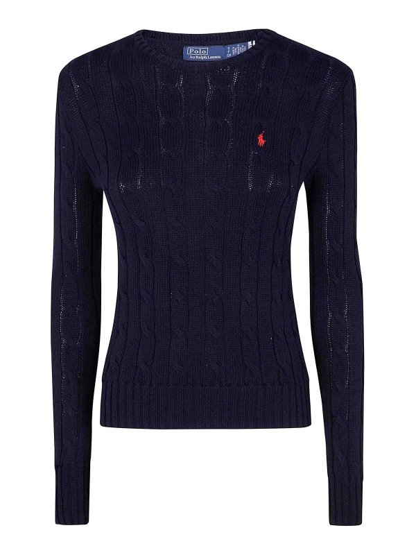 POLO RALPH LAUREN: Strickpullover mit Rundhalsausschnitt - Rundhalspullover - Blau