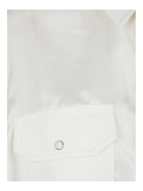 Sacai: camicie online - Camicia stampata in denim