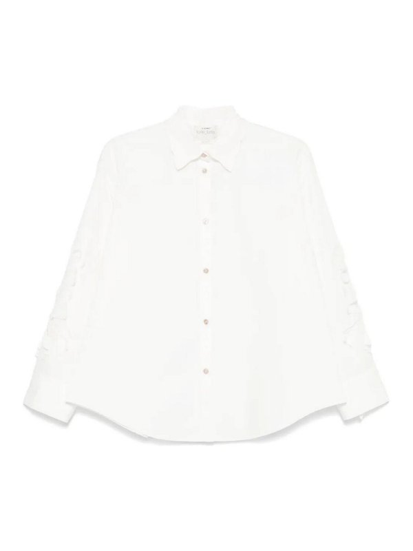 FORTE FORTE: shirts - Embroidery Cotton Popline Shirt