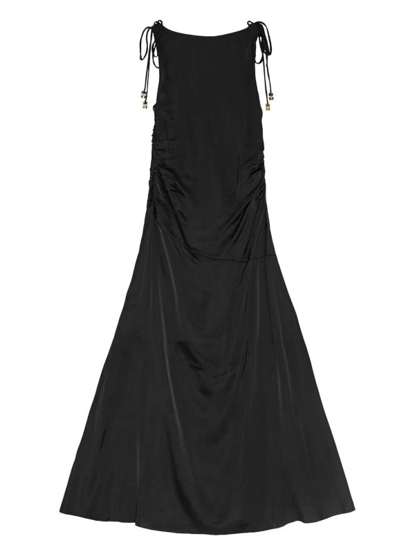 Solido abito lungo radicato in raso shop online: GANNI