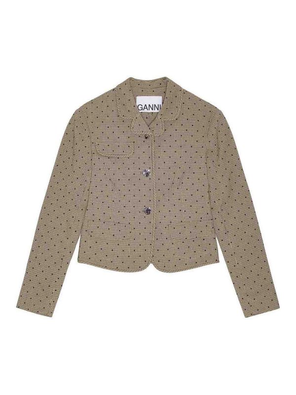 GANNI: blazers - Flock Check Suiting Blazer