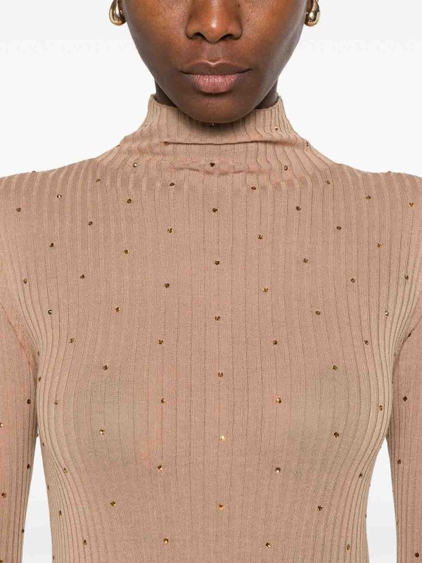 The Best Shops Liu Jo: Strickpullover mit Rundhalsausschnitt - Rundhalspullover - Beige
