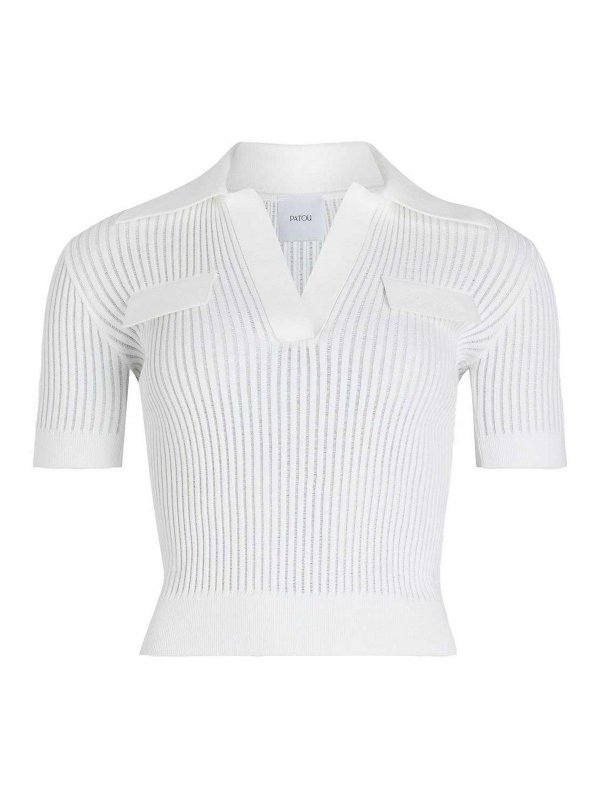 PATOU: Strickpullover mit V-Ausschnitt - V-Pullover - Weiß