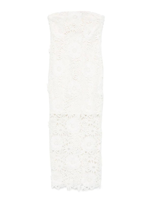 ROTATE Birger Christensen: Knielange Kleider - Knielanges Kleid - Weiß