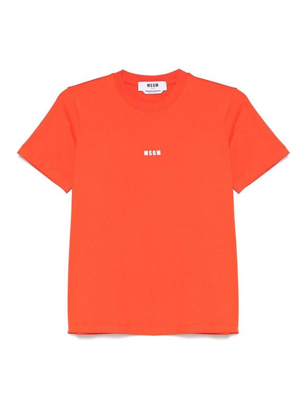 m.s.g.m.: t-shirts - Red Cotton T-Shirt With White Front Logo