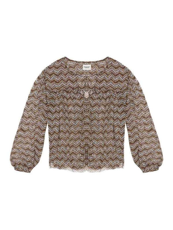 Isabel Marant Etoile: blouses - Advika Semi-Sheer Blouse With Patterns