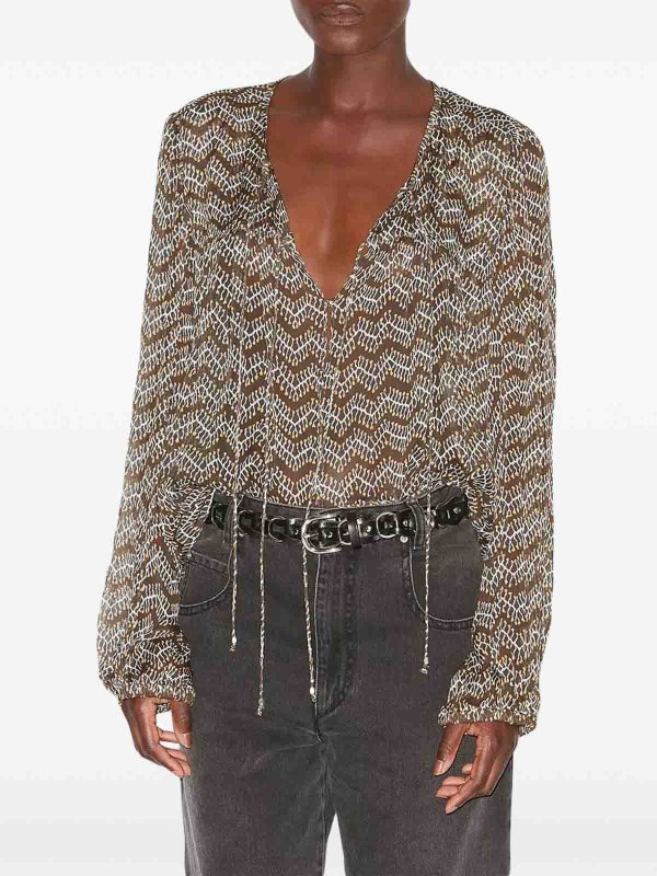 The Best Shops Isabel Marant Etoile: blouses - Advika Semi-Sheer Blouse With Patterns