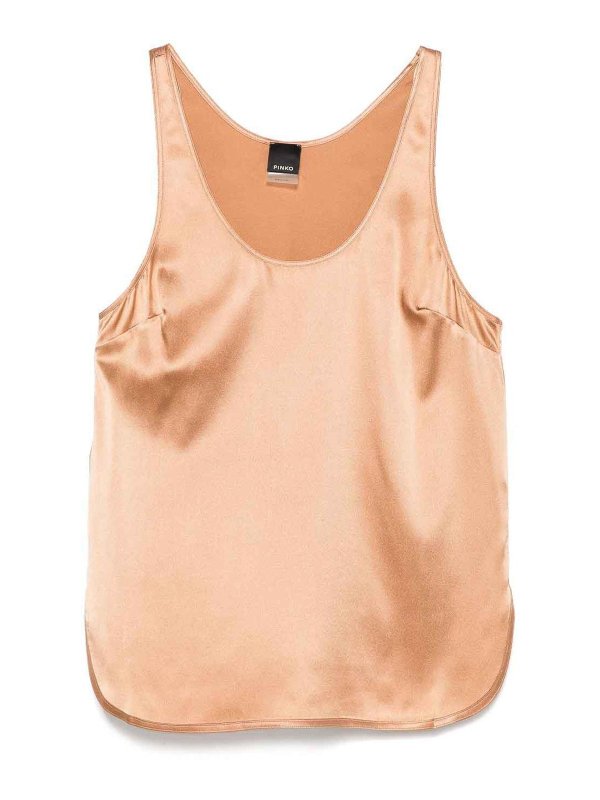 Pinko: Top e canotte - Top senza maniche in seta pesca