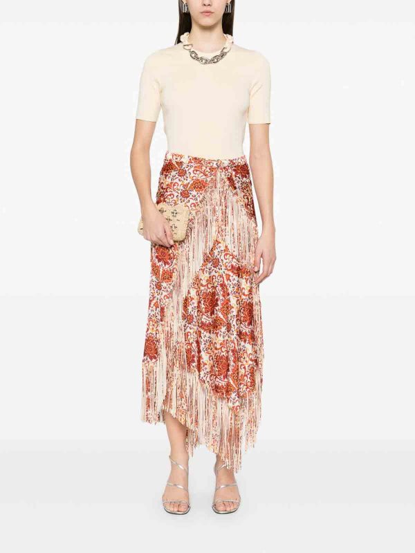 T-shirt di seta beige e cotone con catena shop online: RABANNE