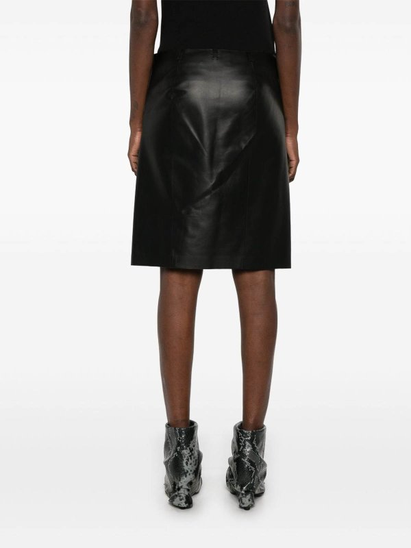Black Leather Skirt With Front Slits shop online: The Attico