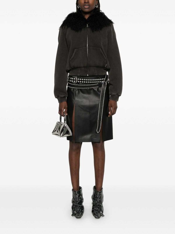 The Attico buy online Black Leather Skirt With Front Slits