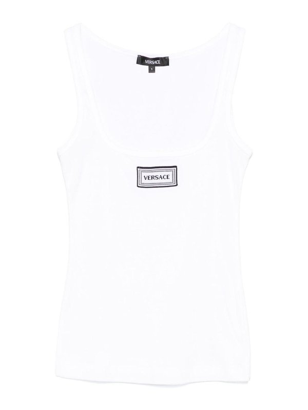 VERSACE: Tops y camisetas sin mangas - Top - Blanco