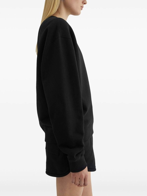Black Cotton Crewneck Sweatshirt With Logo shop online: JIL SANDER