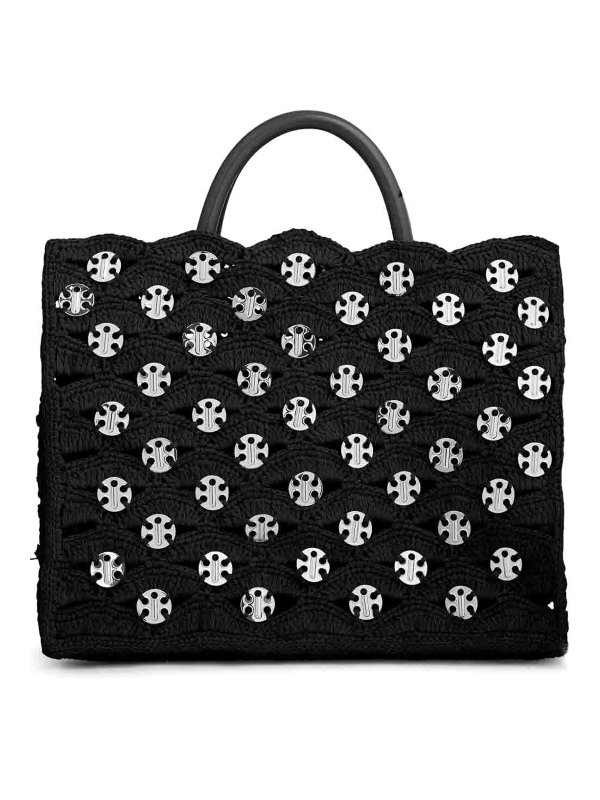 RABANNE: shopper - Borsa nera Rafia