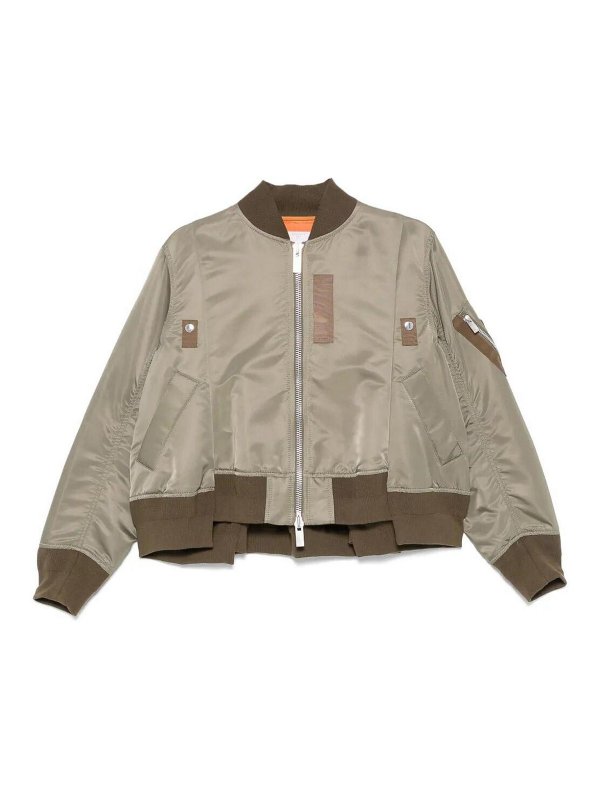 Sacai: ボンバージャケット - ブレザー - グレイッシュブラウン
