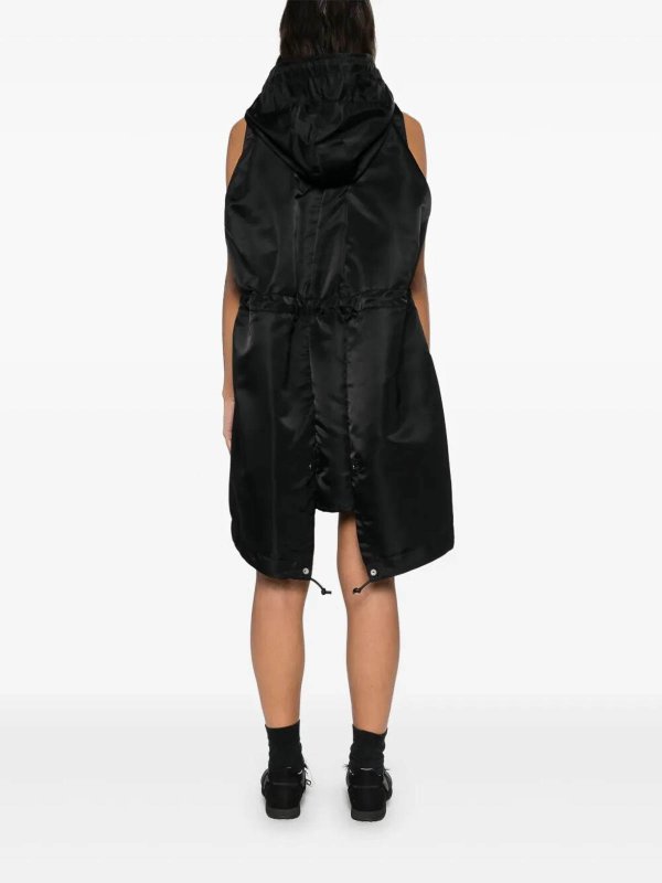 Sacai Nylon Twill Hoodie Vest - Black - Women | 2507677BLACK