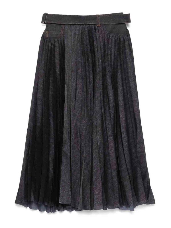 Sacai: Knee length skirts & Midi - Denim Mix Skirt