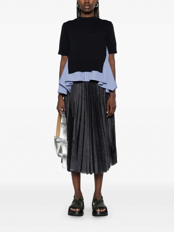 The Best Shops Sacai: Knee length skirts & Midi - Denim Mix Skirt