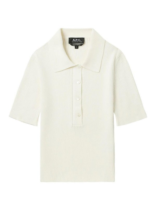 A.P.C.: Strickpullover mit Rundhalsausschnitt - Rundhalspullover - Weiß