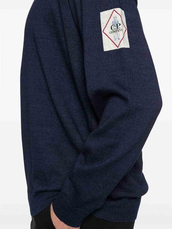 クルーネック - ブルー shop online: C.P. COMPANY