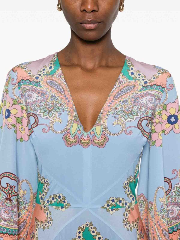 ETRO: Knielange Kleider online - Knielanges Kleid - Blau