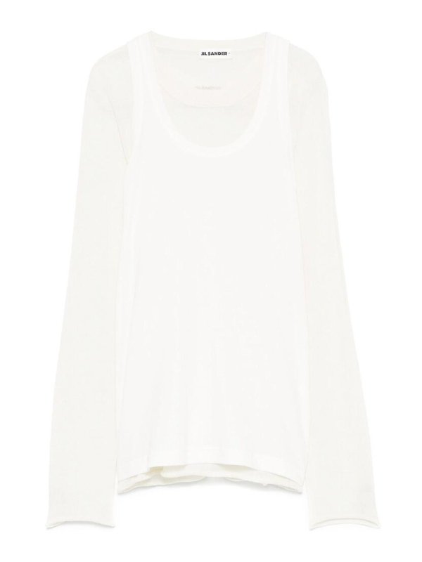 JIL SANDER: Suéteres con cuello pico - Suéter Cuello Redondo - Blanco