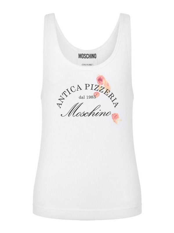 MOSCHINO: Strickpullover mit Rundhalsausschnitt - Rundhalspullover - Weiß