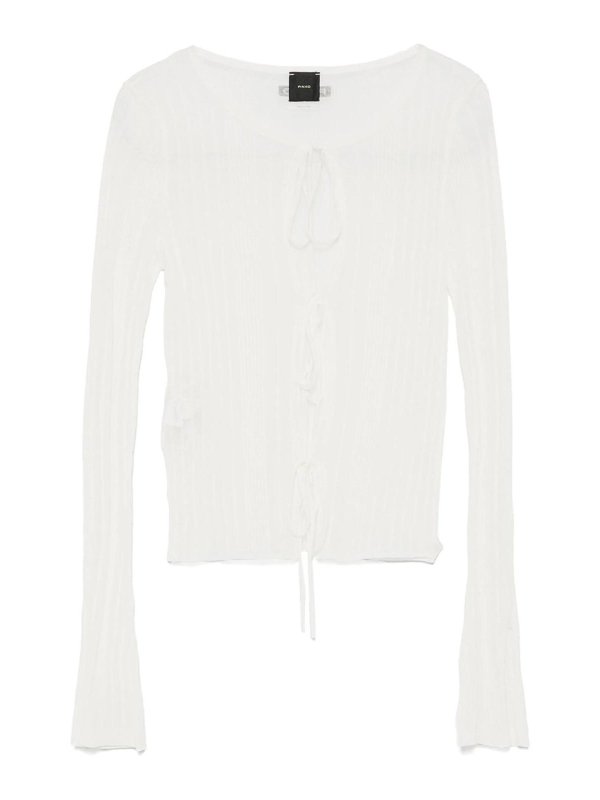 Pinko: Strickpullover mit Rundhalsausschnitt - Rundhalspullover - Weiß