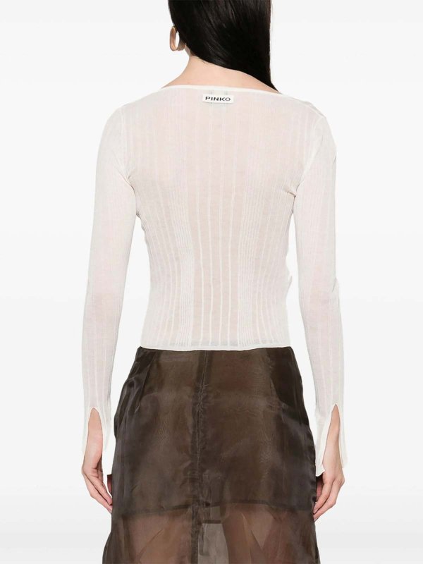 Pinko: Strickpullover mit Rundhalsausschnitt online - Rundhalspullover - Weiß