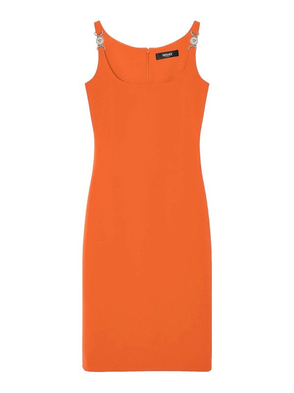VERSACE: Knielange Kleider - Knielanges Kleid - Orange