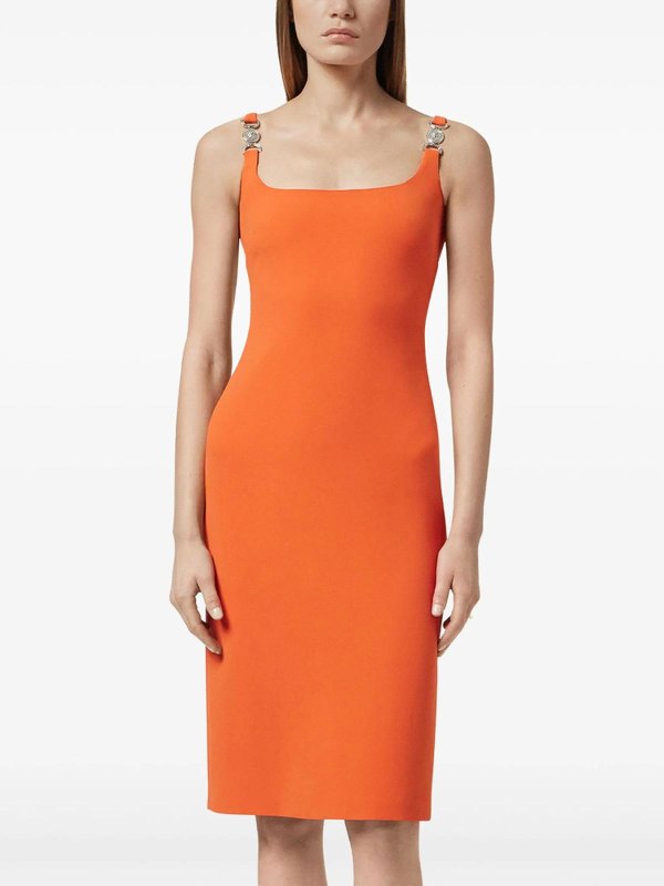 VERSACE: Knielange Kleider online - Knielanges Kleid - Orange