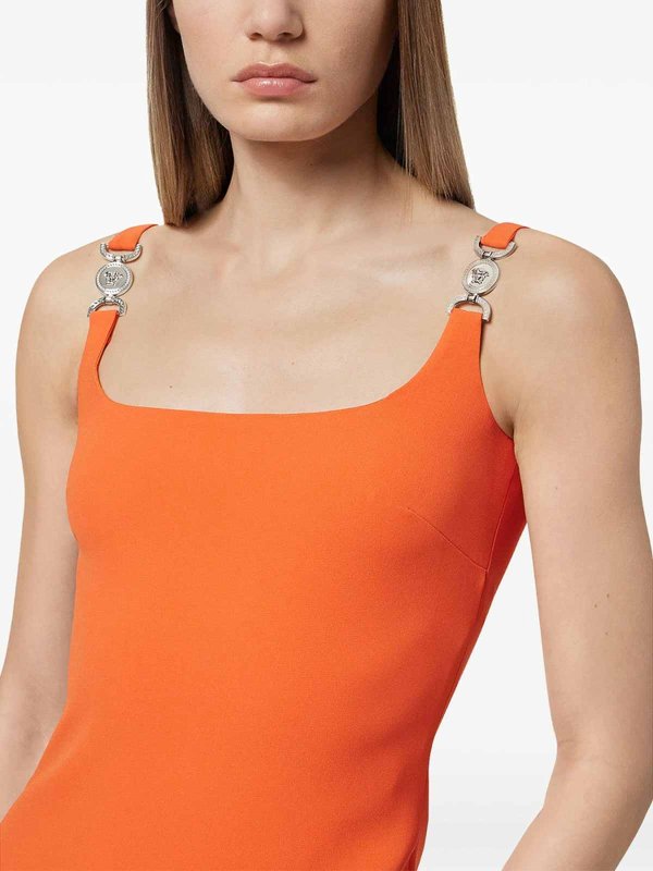 The Best Shops VERSACE: Knielange Kleider - Knielanges Kleid - Orange