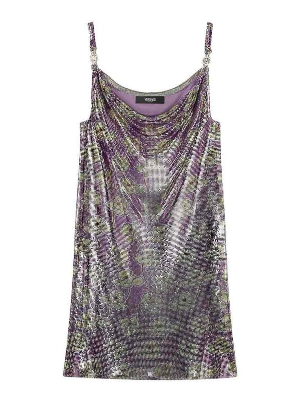 VERSACE: ニーレングスドレス - 膝丈ドレス - 紫