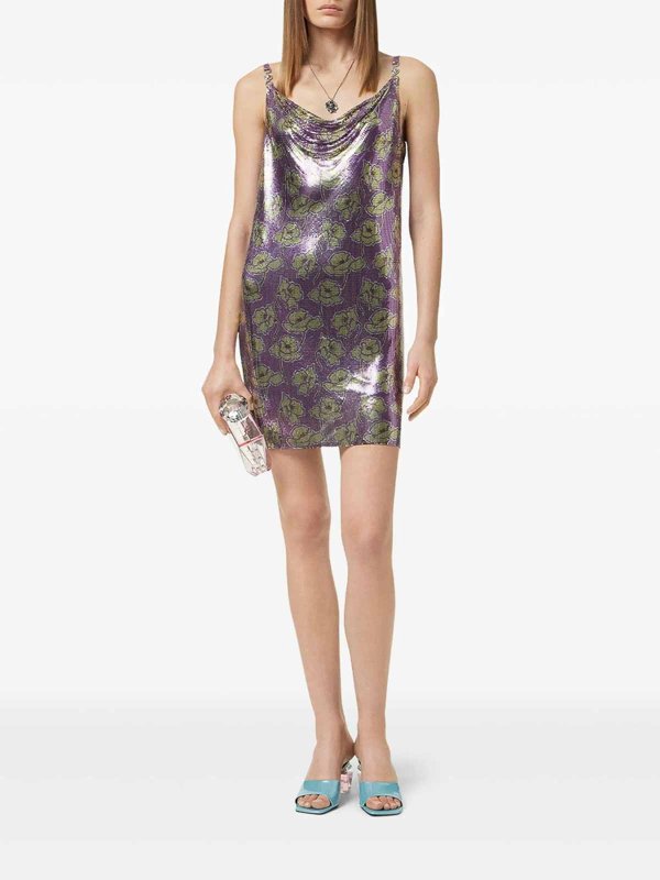 The Best Shops VERSACE: ニーレングスドレス - 膝丈ドレス - 紫