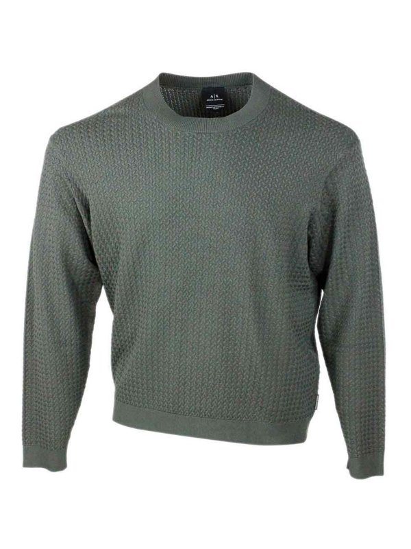 ARMANI EXCHANGE: Strickpullover mit Rundhalsausschnitt - Rundhalspullover - Beige