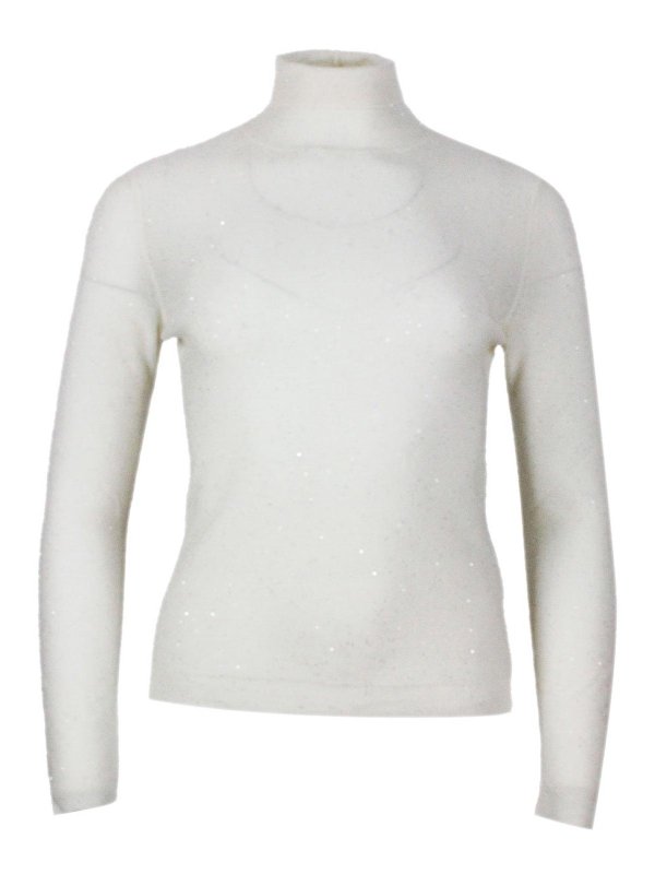 FABIANA FILIPPI: Strickpullover mit Rundhalsausschnitt - Rundhalspullover - Creme