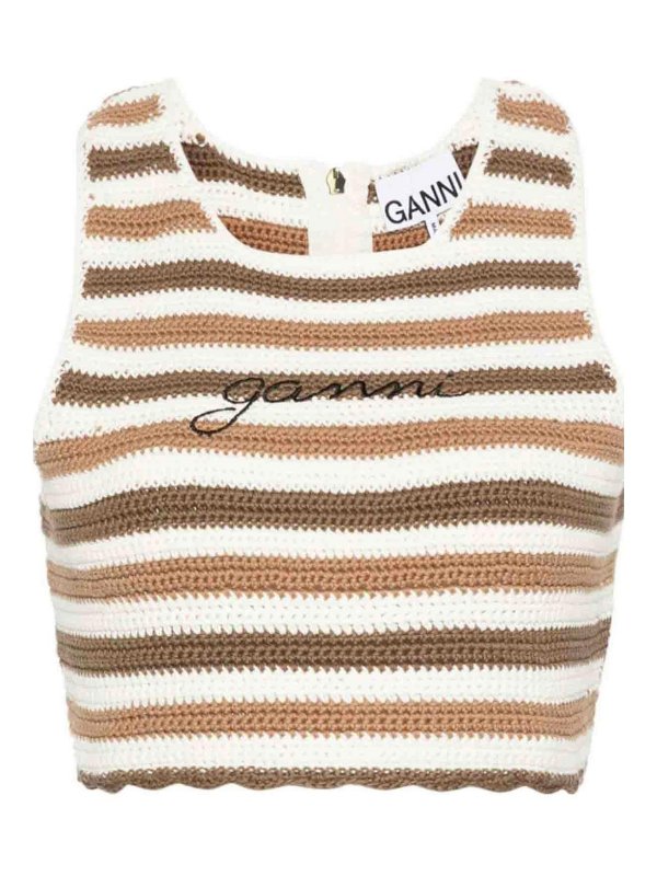 GANNI: Tops und Tank Tops - Top - Braun