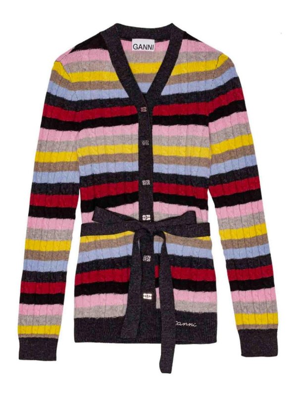 GANNI: cardigans - Striped Cardigan