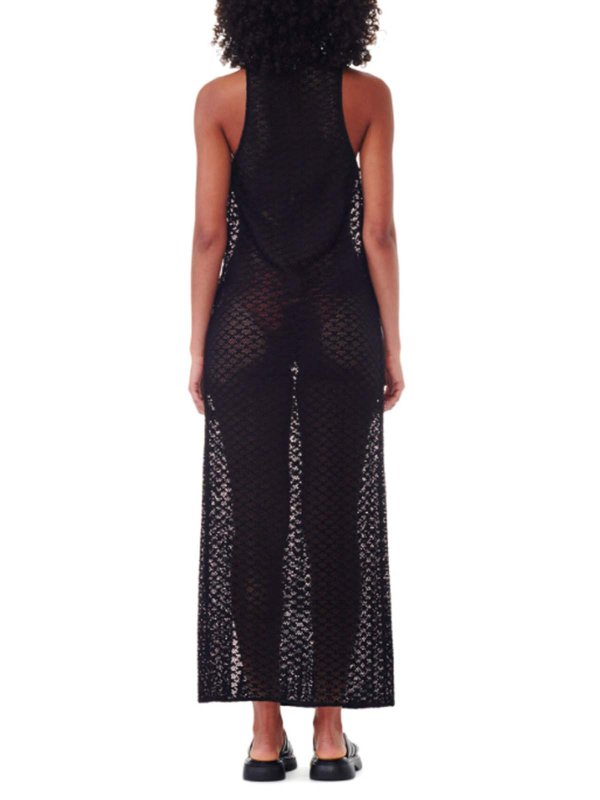 膝丈ドレス - 黒 shop online: GANNI