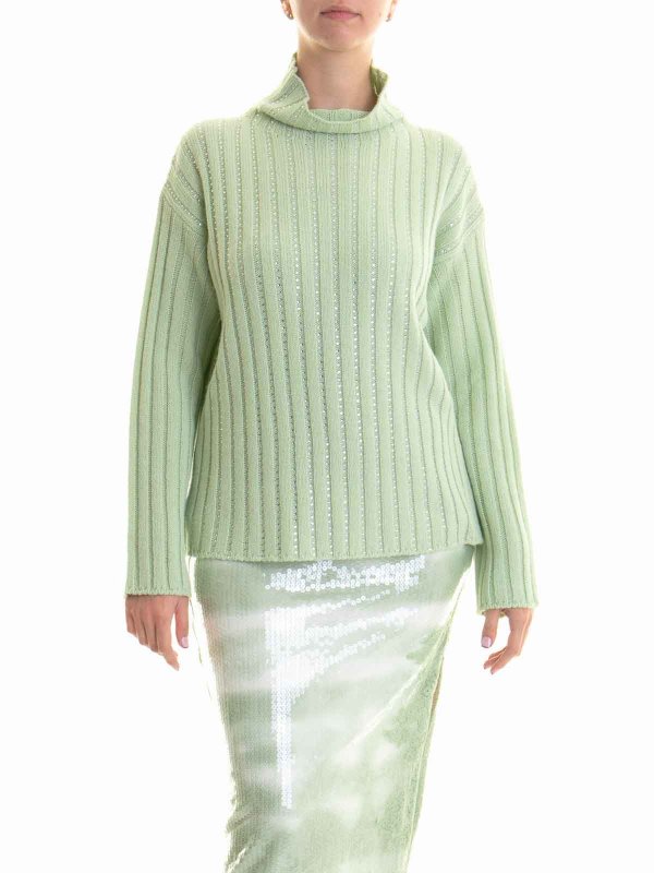 The Best Shops ERMANNO SCERVINO: Strickpullover mit Rundhalsausschnitt - Rundhalspullover - Grün