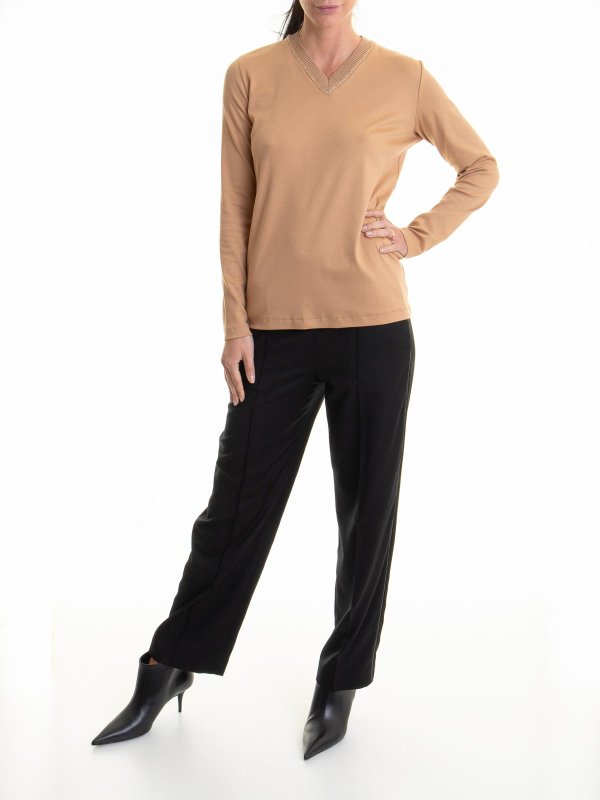 FABIANA FILIPPI: Strickpullover mit Rundhalsausschnitt online - Rundhalspullover - Beige