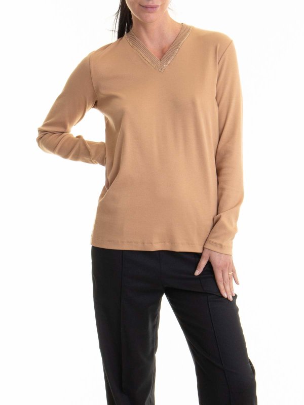 The Best Shops FABIANA FILIPPI: Strickpullover mit Rundhalsausschnitt - Rundhalspullover - Beige