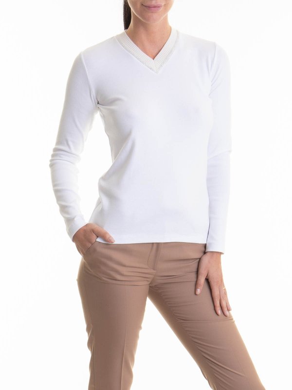 The Best Shops FABIANA FILIPPI: Strickpullover mit Rundhalsausschnitt - Rundhalspullover - Weiß