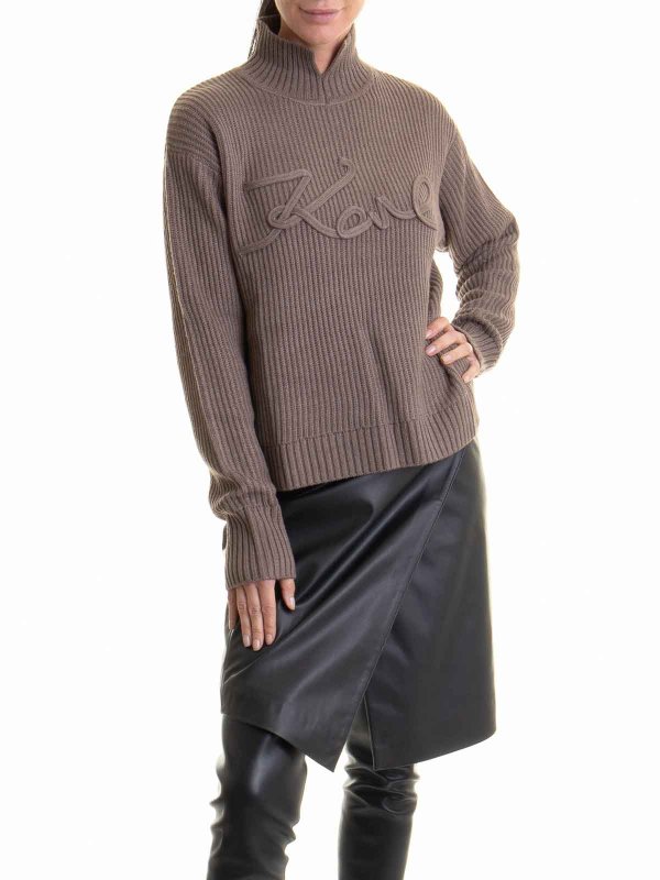 The Best Shops KARL LAGERFELD: Suéteres con cuello pico - Suéter Cuello Redondo - Beis