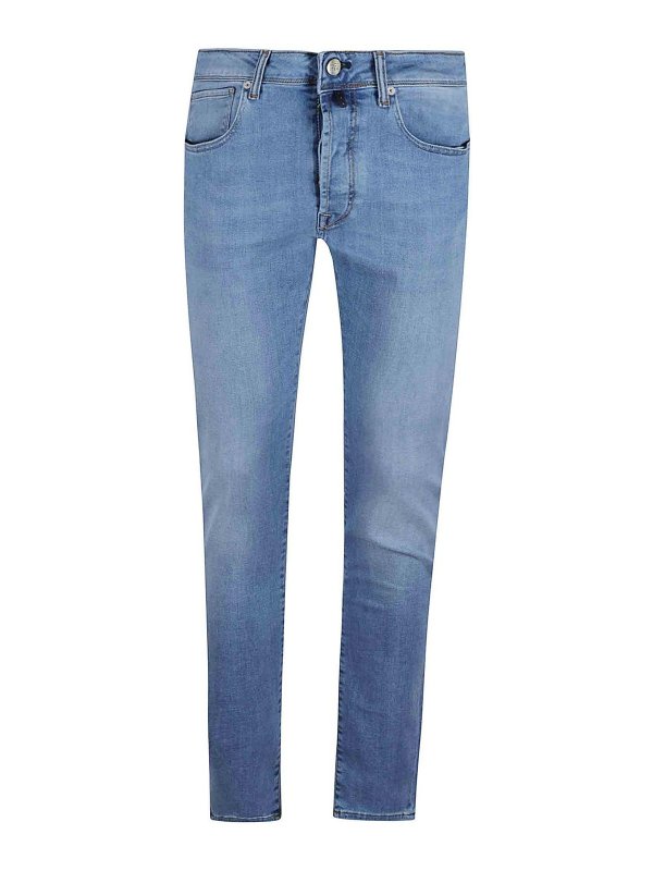 INCOTEX BLUE DIVISION: straight leg jeans - 5 Tasche In Cotone Denim Stretch